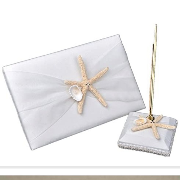 Beach Theme Wedding Knife and Cake Server Set and Guest Book and Pen Set - Picture 2 of 7